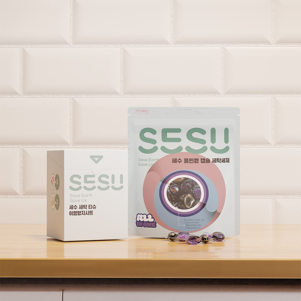 에스이에스유(SESU)세수 캡슐 세제 30개입 이염방지시트 100매입 세트