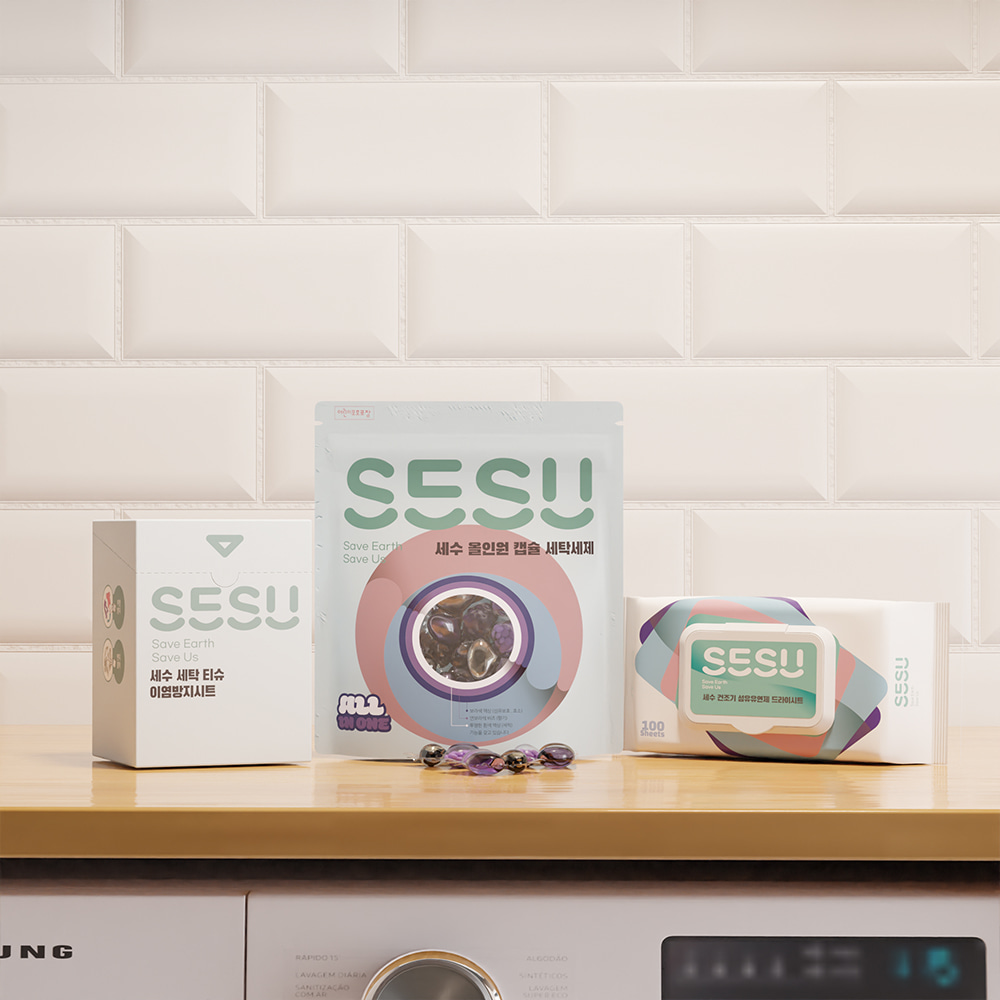 에스이에스유(SESU)세수 캡슐 세탁 세제 30개입 건조기 시트 100매입 이염방지시트 100매입 세트
